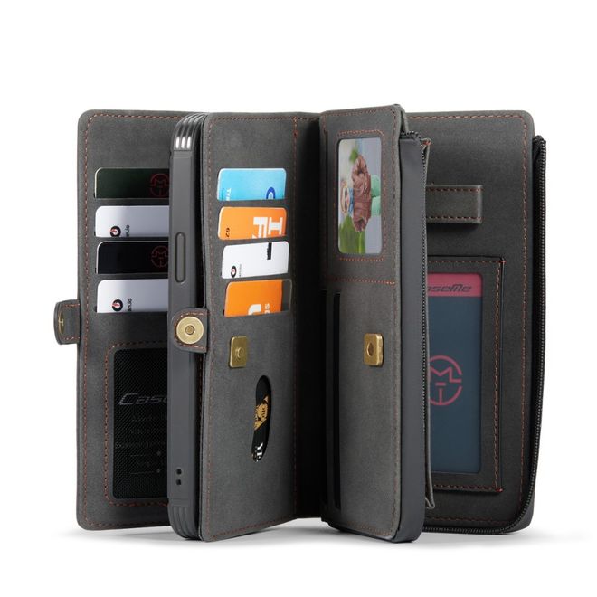 Caseme - iPhone 12 mini Hülle - Leder Case mit abnehmbarer Plastik Hülle - schwarz