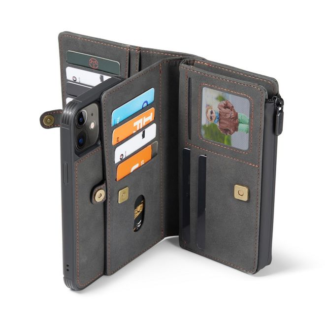 Caseme - iPhone 12 mini Hülle - Leder Case mit abnehmbarer Plastik Hülle - schwarz