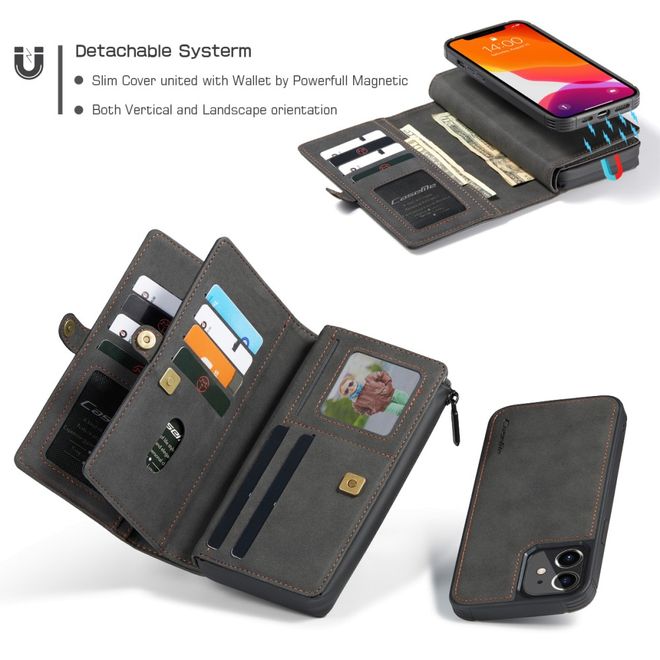 Caseme - iPhone 12 mini Hülle - Leder Case mit abnehmbarer Plastik Hülle - schwarz