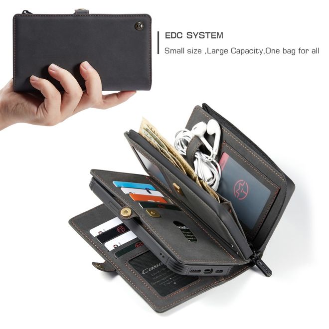 Caseme - iPhone 12 mini Hülle - Leder Case mit abnehmbarer Plastik Hülle - schwarz