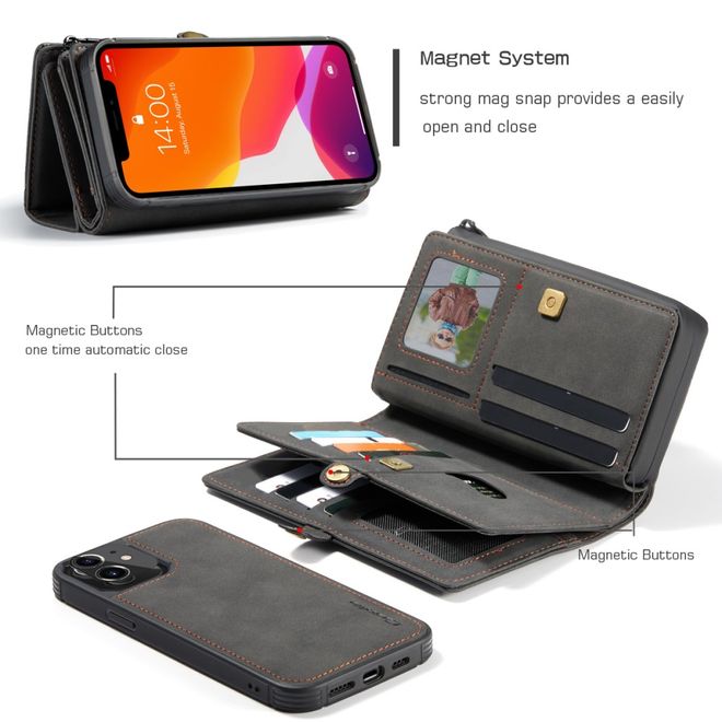 Caseme - iPhone 12 mini Hülle - Leder Case mit abnehmbarer Plastik Hülle - schwarz