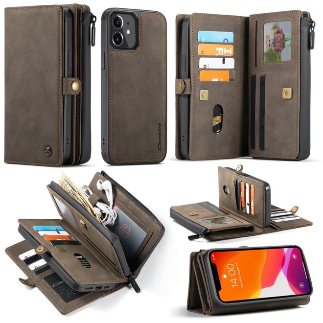 Caseme - iPhone 12 mini Hülle - Leder Case mit abnehmbarer Plastik Hülle - braun