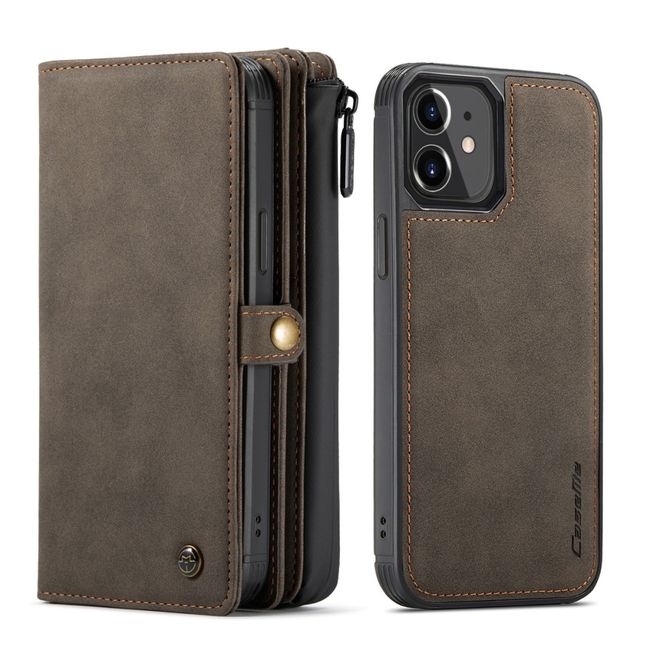 Caseme - iPhone 12 mini Hülle - Leder Case mit abnehmbarer Plastik Hülle - braun