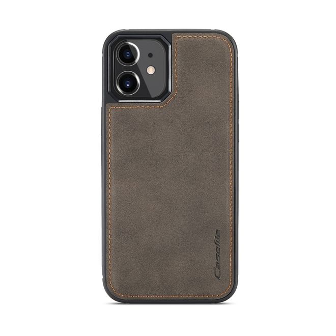 Caseme - iPhone 12 mini Hülle - Leder Case mit abnehmbarer Plastik Hülle - braun