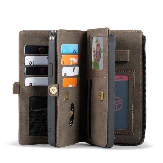 Caseme - iPhone 12 mini Hülle - Leder Case mit abnehmbarer Plastik Hülle - braun