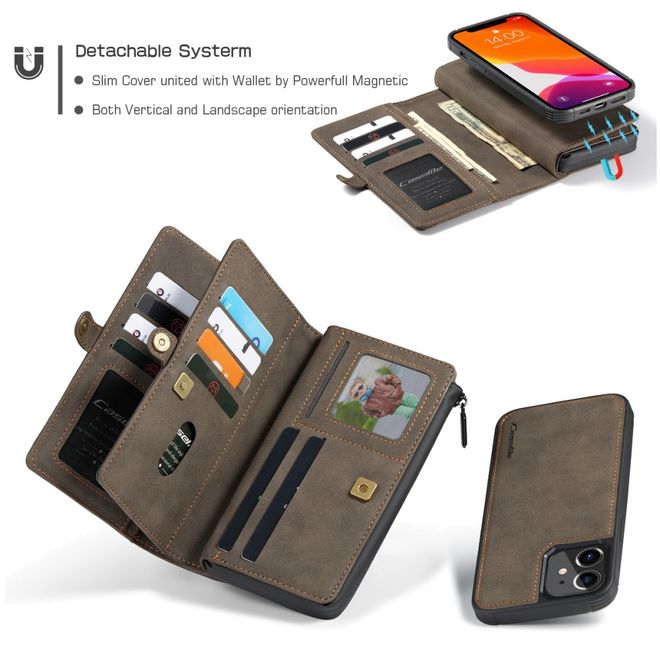 Caseme - iPhone 12 mini Hülle - Leder Case mit abnehmbarer Plastik Hülle - braun