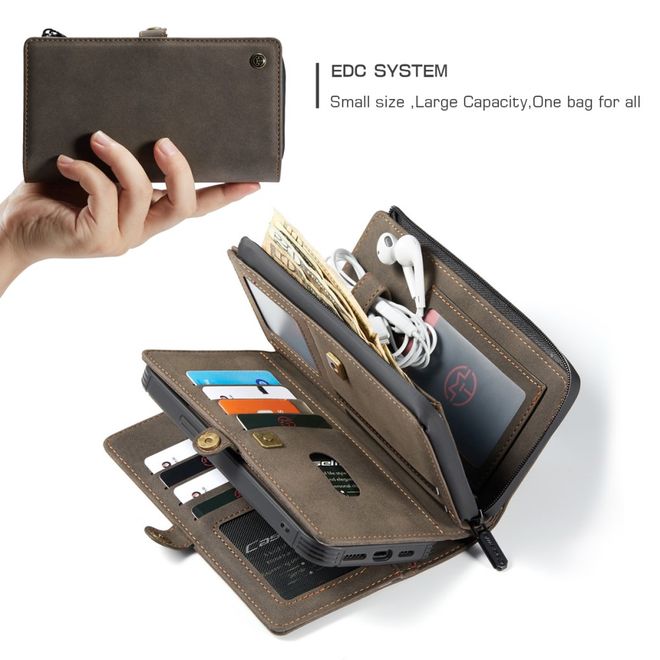 Caseme - iPhone 12 mini Hülle - Leder Case mit abnehmbarer Plastik Hülle - braun