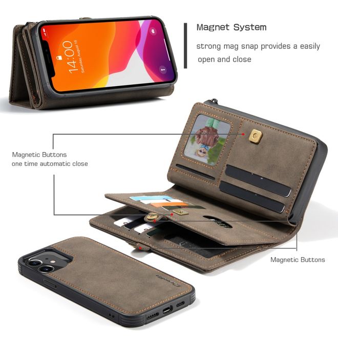 Caseme - iPhone 12 mini Hülle - Leder Case mit abnehmbarer Plastik Hülle - braun