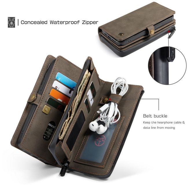 Caseme - iPhone 12 mini Hülle - Leder Case mit abnehmbarer Plastik Hülle - braun