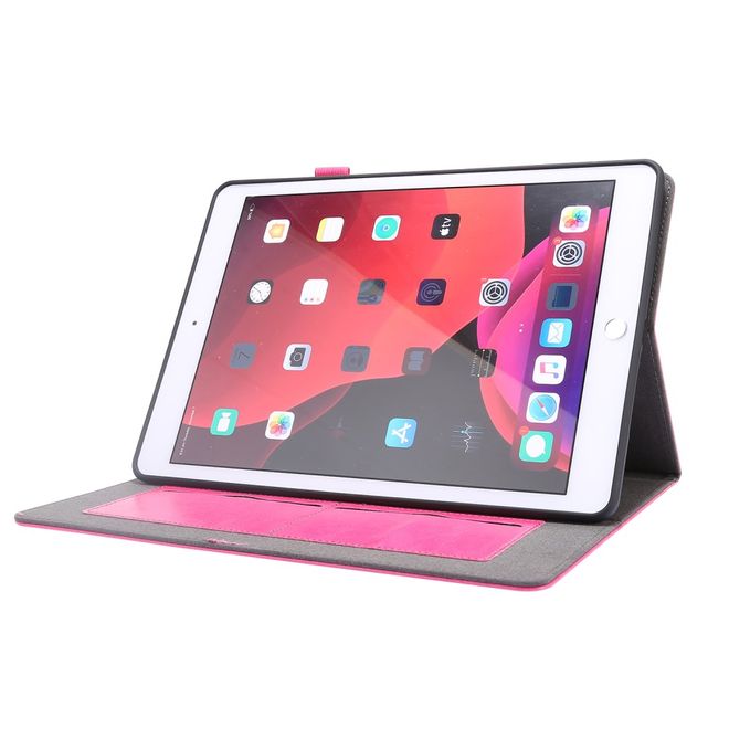 iPad 10.2 (2021 / 2020 / 2019) Crazy Horse Leder Hülle - Case mit Standfunktion - pink