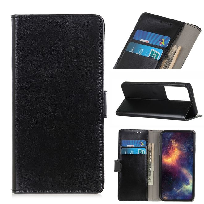 Samsung Galaxy S21 Ultra Handyhülle - Crazy Horse Leder Bookcover Series - schwarz