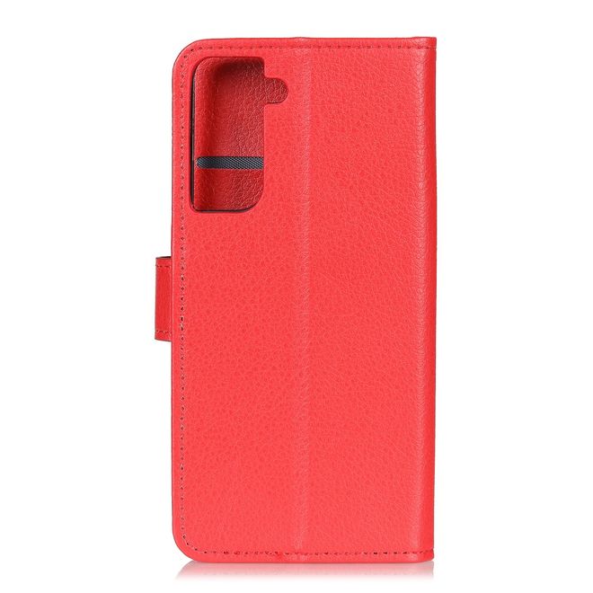 Samsung Galaxy S21+ Handy Hülle - Litchi Leder Bookcover Series - rot