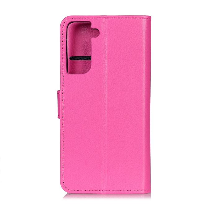 Samsung Galaxy S21+ Handy Hülle - Litchi Leder Bookcover Series - rosa