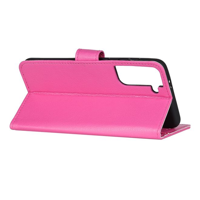 Samsung Galaxy S21+ Handy Hülle - Litchi Leder Bookcover Series - rosa