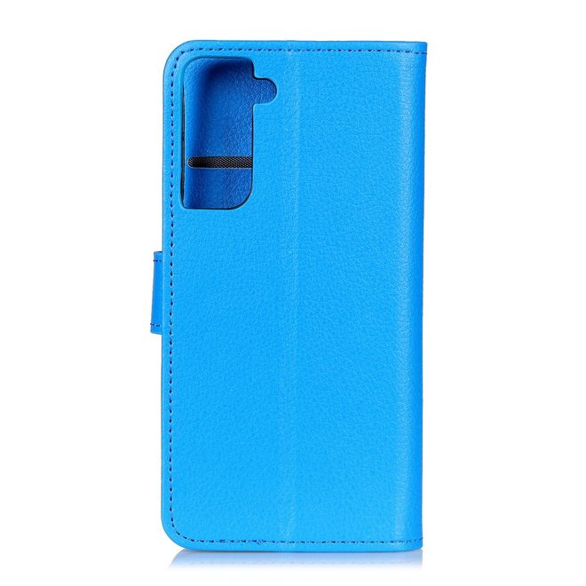 Samsung Galaxy S21+ Handy Hülle - Litchi Leder Bookcover Series - blau