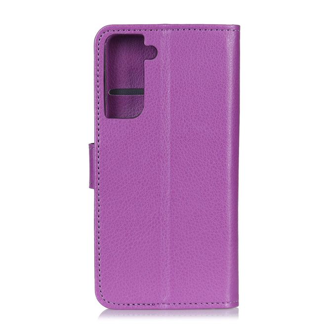 Samsung Galaxy S21+ Handy Hülle - Litchi Leder Bookcover Series - purpur