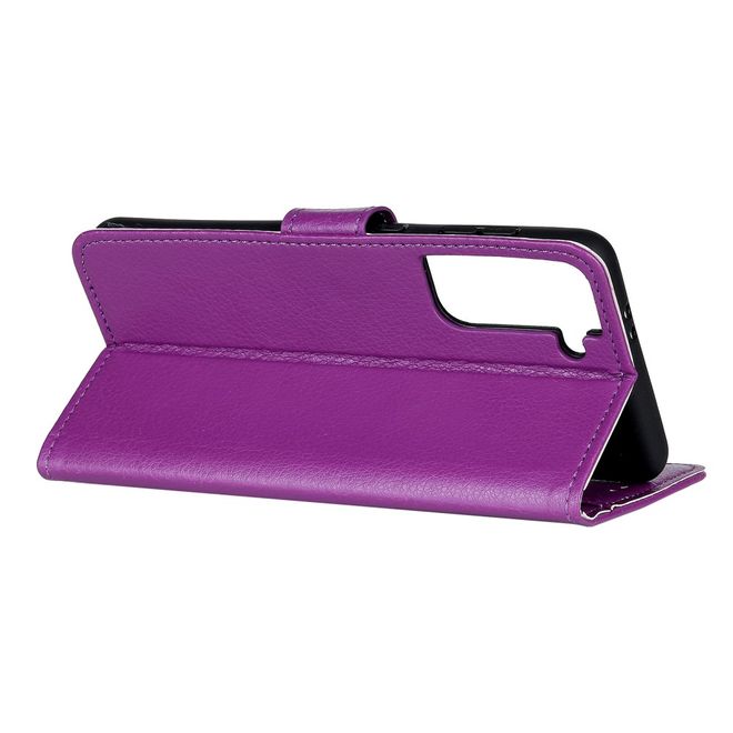 Samsung Galaxy S21+ Handy Hülle - Litchi Leder Bookcover Series - purpur
