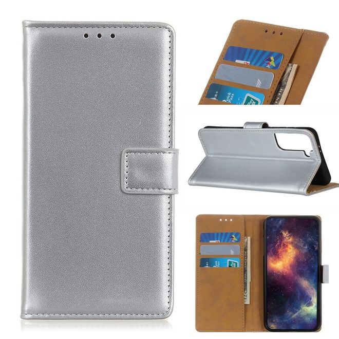 Samsung Galaxy S21+ Handy Hülle - Classic II Leder Bookcover Series - silber