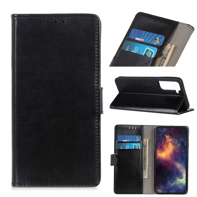 Samsung Galaxy S21+ Handyhülle - Crazy Horse Leder Bookcover Series - schwarz