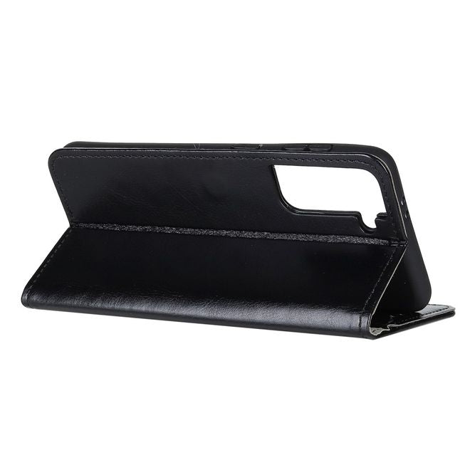Samsung Galaxy S21+ Handyhülle - Crazy Horse Leder Bookcover Series - schwarz