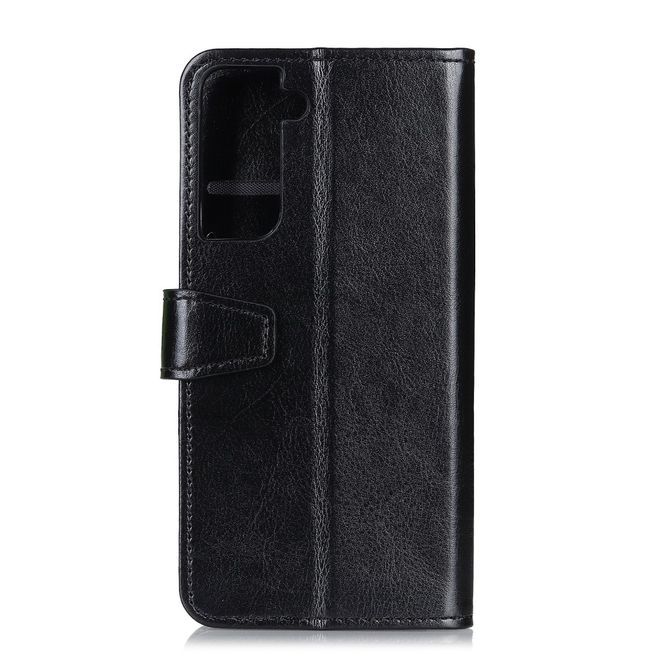 Samsung Galaxy S21+ Handyhülle - Crazy Horse Leder Bookcover Series - schwarz