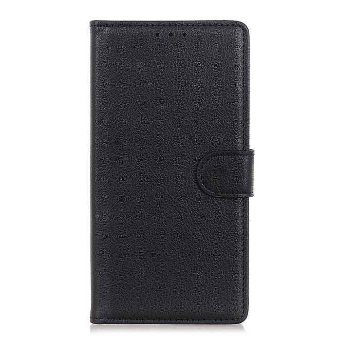 LG K42 Phone Case - Litchi Leather Bookcover Series - Black