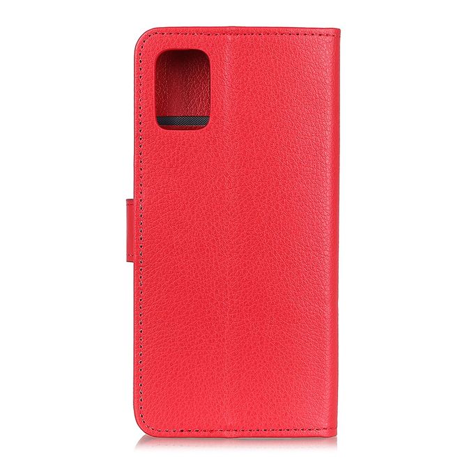 LG K42 Phone Case - Litchi Leather Bookcover Series - red