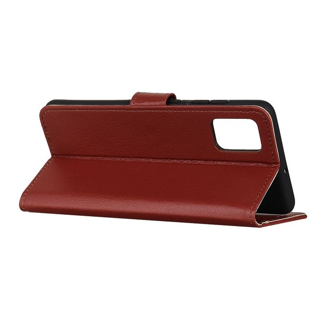 LG K42 Phone Case - Litchi Leather Bookcover Series - Brown