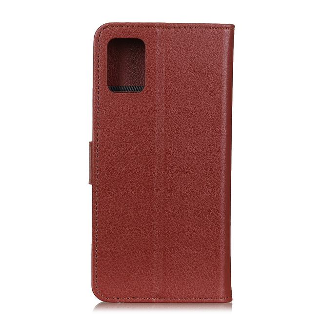 LG K42 Phone Case - Litchi Leather Bookcover Series - Brown