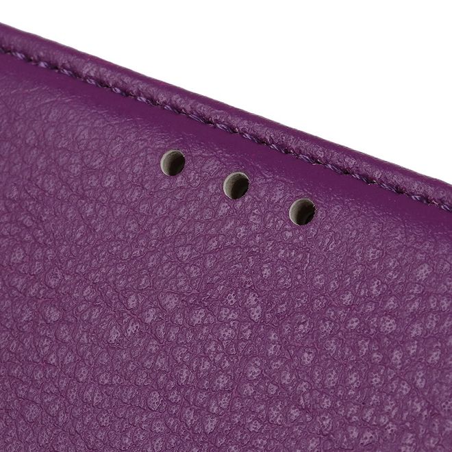 LG K42 Phone Case - Litchi Leather Bookcover Series - Purple