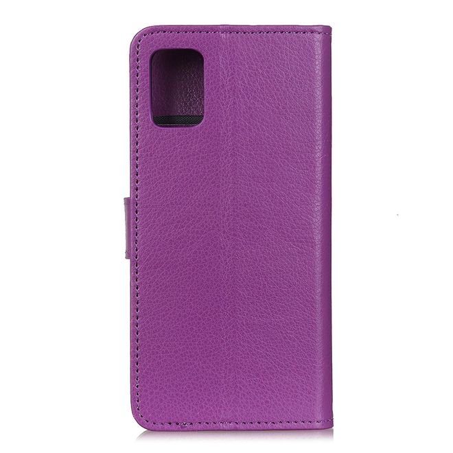 LG K42 Phone Case - Litchi Leather Bookcover Series - Purple