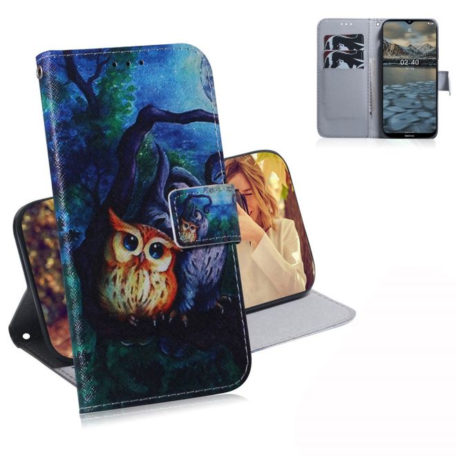 Nokia 2.4 Handy Hülle - Leder Bookcover Image Series - düstere Eule