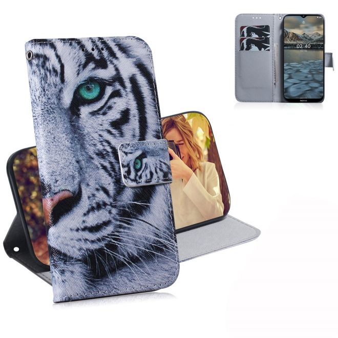 Nokia 2.4 Handy Hülle - Leder Bookcover Image Series - Tiger