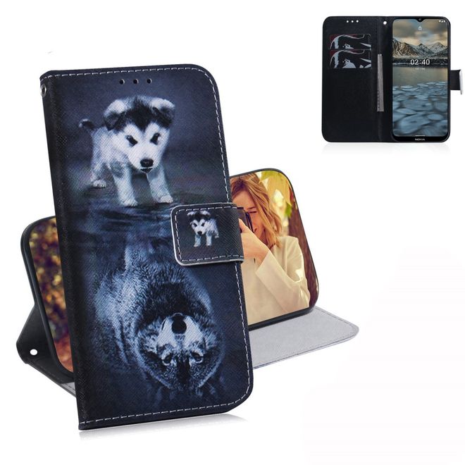 Nokia 2.4 Handy Hülle - Leder Bookcover Image Series - Baby Wolf