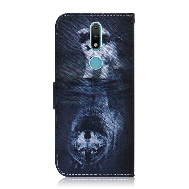Nokia 2.4 Handy Hülle - Leder Bookcover Image Series - Baby Wolf
