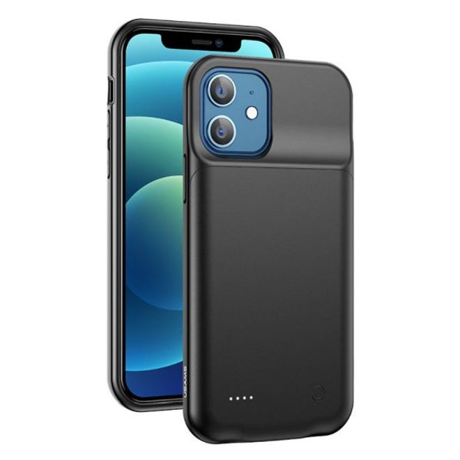 USAMS - iPhone 12 mini Akku Case 2500mAh - 2 in 1 TPU Hülle und Power Bank - schwarz