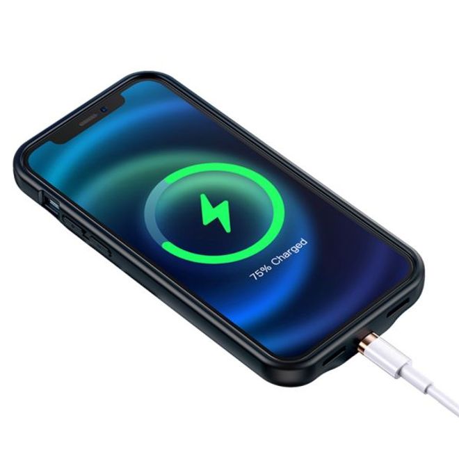 USAMS - iPhone 12 mini Akku Case 2500mAh - 2 in 1 TPU Hülle und Power Bank - schwarz