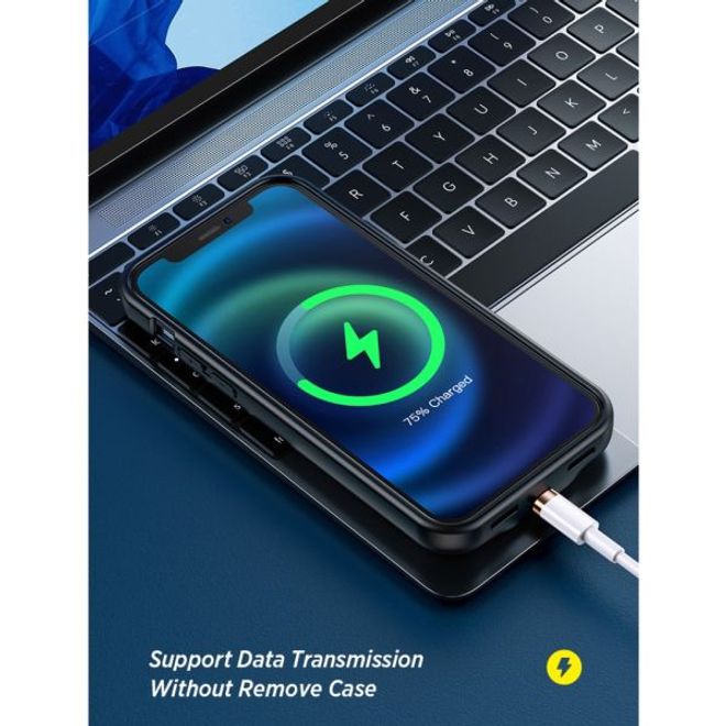 USAMS - iPhone 12 mini Akku Case 2500mAh - 2 in 1 TPU Hülle und Power Bank - schwarz