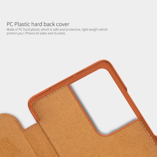 Nillkin - Samsung Galaxy S21 Ultra Hülle - Leder Book Case - Qin Series - braun