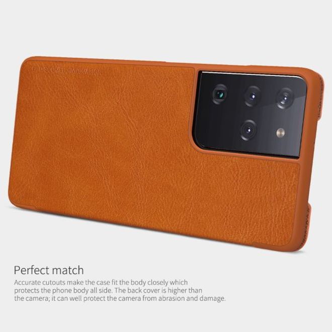 Nillkin - Samsung Galaxy S21 Ultra Hülle - Leder Book Case - Qin Series - braun