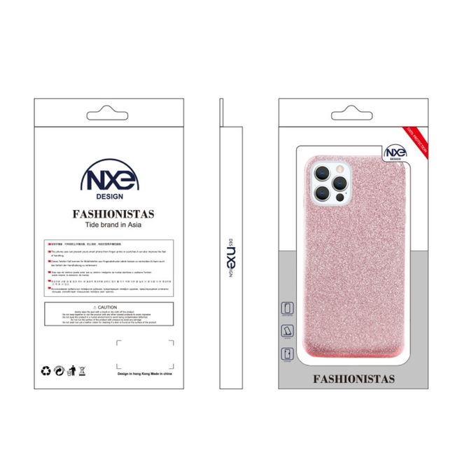 NXE - iPhone 12 Pro Max Hülle - Glitter Hardcase - pink