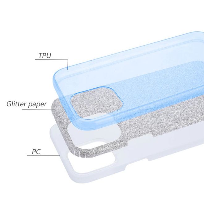 NXE - iPhone 12 Pro Max Hülle - Glitter Hardcase - blau