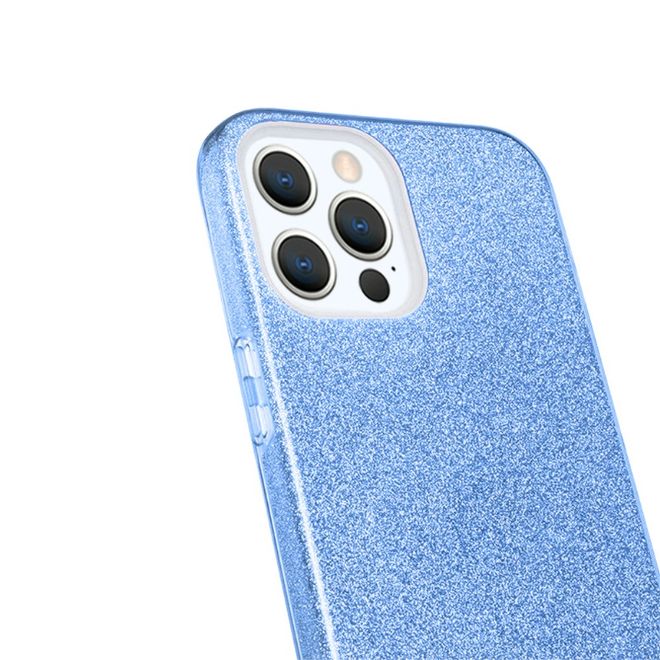 NXE - iPhone 12 / iPhone 12 Pro Hülle - Glitter Hardcase - blau