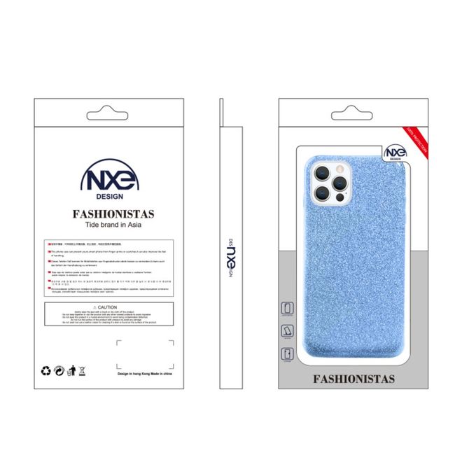 NXE - iPhone 12 / iPhone 12 Pro Hülle - Glitter Hardcase - blau