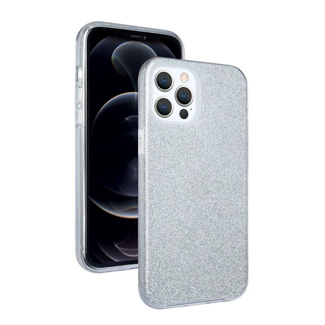 NXE - iPhone 12 / iPhone 12 Pro Hülle - Glitter Hardcase - silber