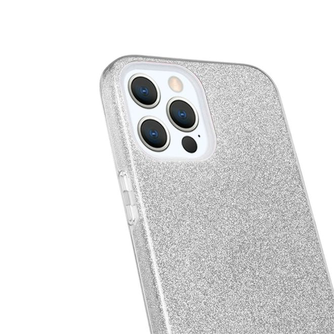 NXE - iPhone 12 / iPhone 12 Pro Hülle - Glitter Hardcase - silber