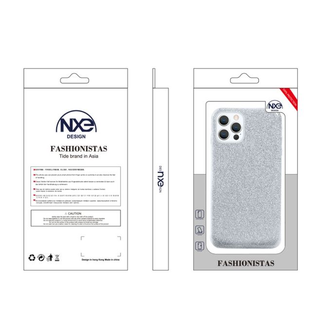 NXE - iPhone 12 / iPhone 12 Pro Hülle - Glitter Hardcase - silber