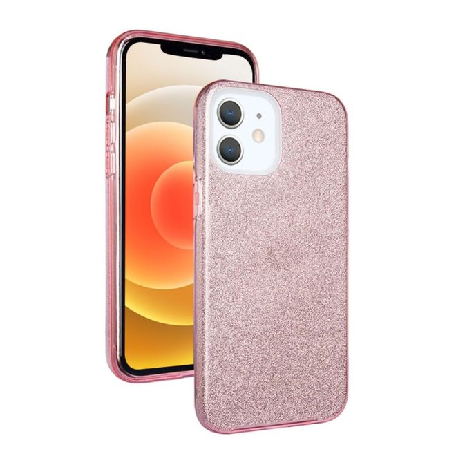 NXE - iPhone 12 mini Hülle - Glitter Hardcase - pink