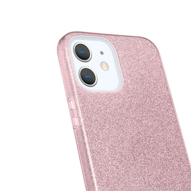 NXE - iPhone 12 mini Hülle - Glitter Hardcase - pink