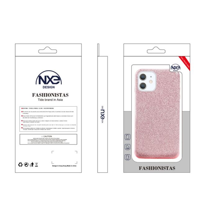 NXE - iPhone 12 mini Hülle - Glitter Hardcase - pink